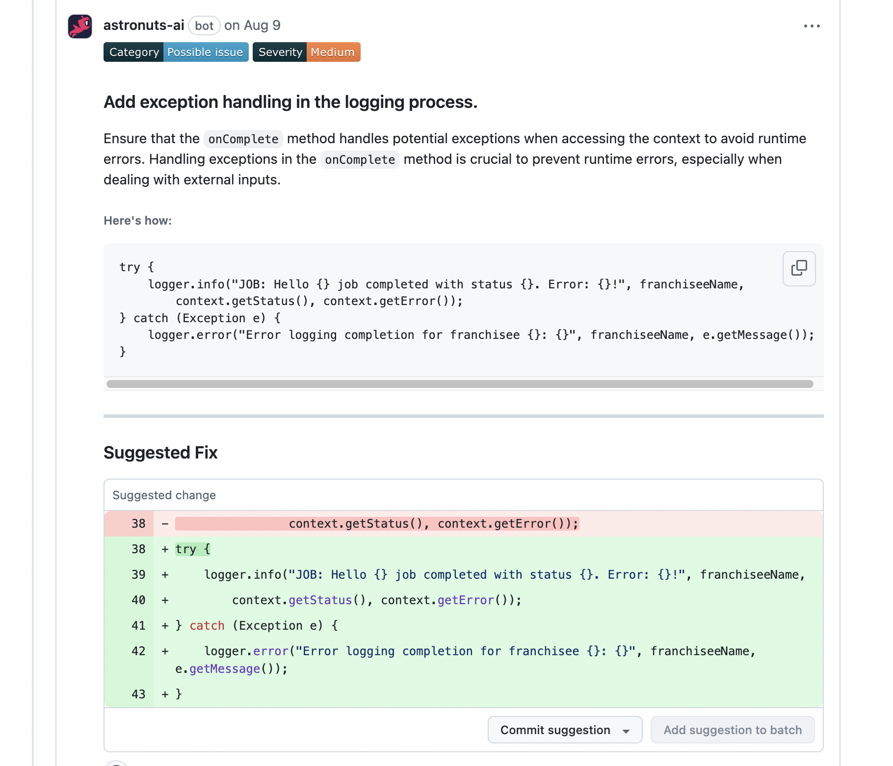 line by line code review